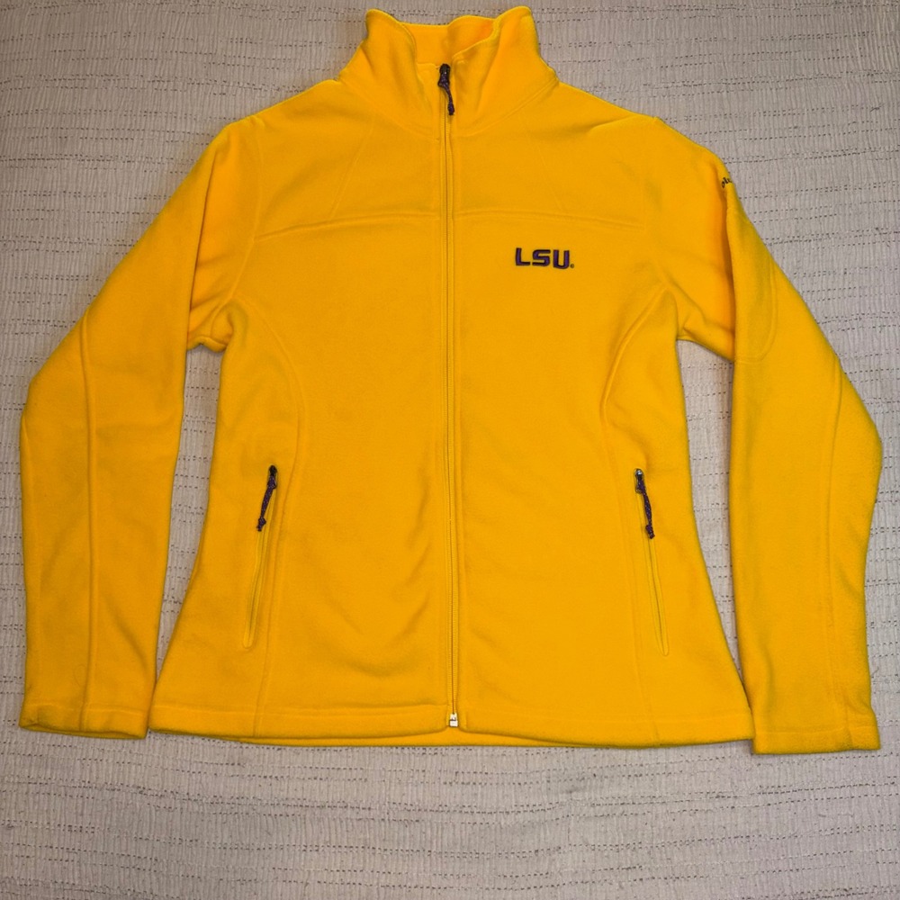 Columbia LSU Tigers Fleece Jacket Womens Medium Yellow Full Zip NCAA‎ Fan Gear